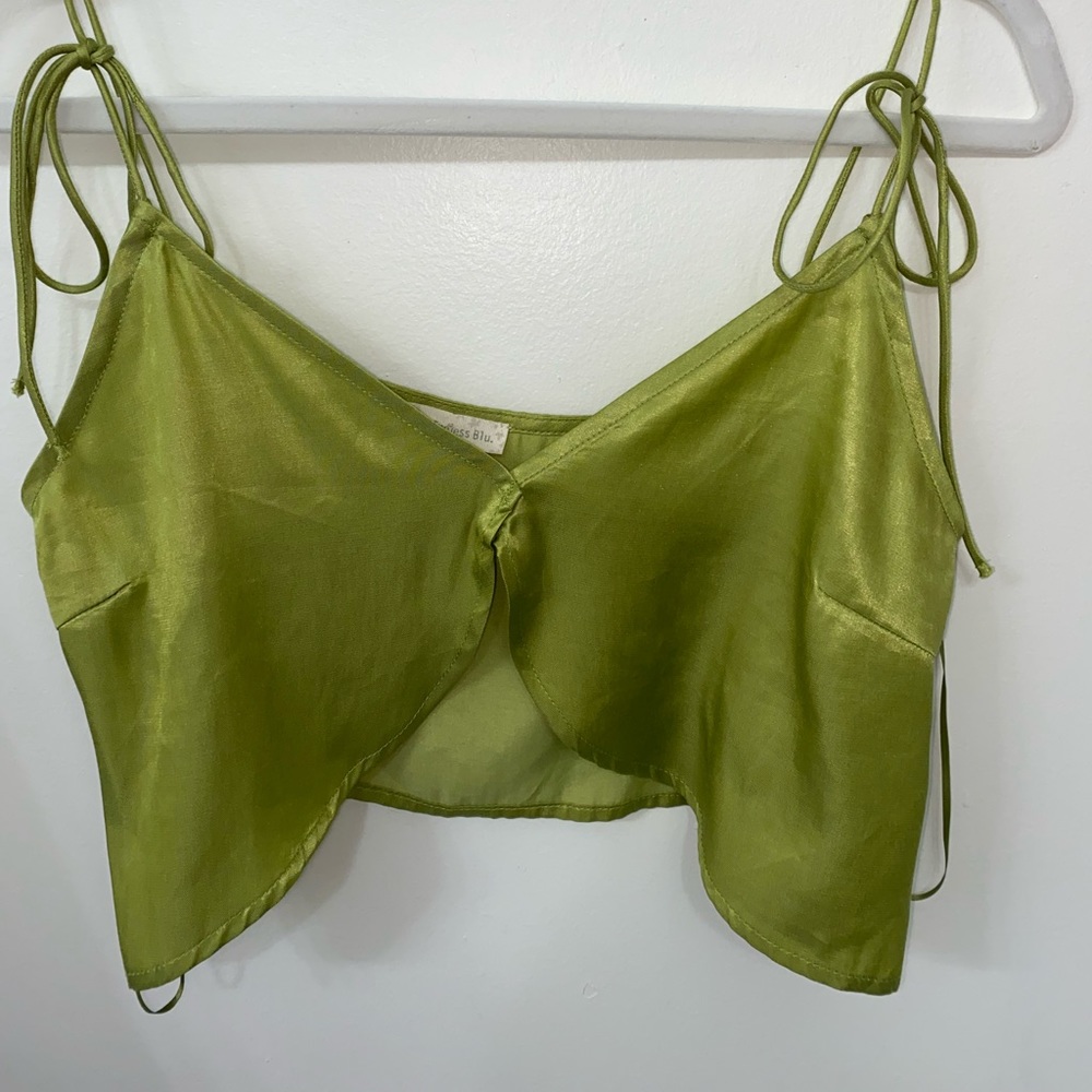 Boutique silk green tie tank top, Size small